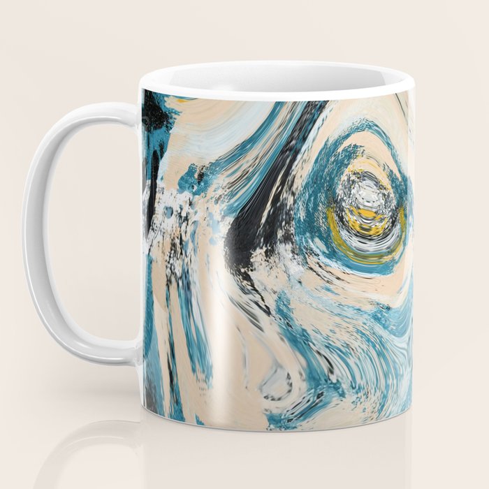 Tide Pool: a blue, yellow, and peach abstract painting by Alyssa Hamilton Art Coffee Mug Gallery Image 3