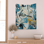 Tide Pool: a blue, yellow, and peach abstract painting by Alyssa Hamilton Art Wall Tapestry Gallery Image 2