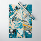 Tide Pool: a blue, yellow, and peach abstract painting by Alyssa Hamilton Art Wrapping Paper Gallery Image 1