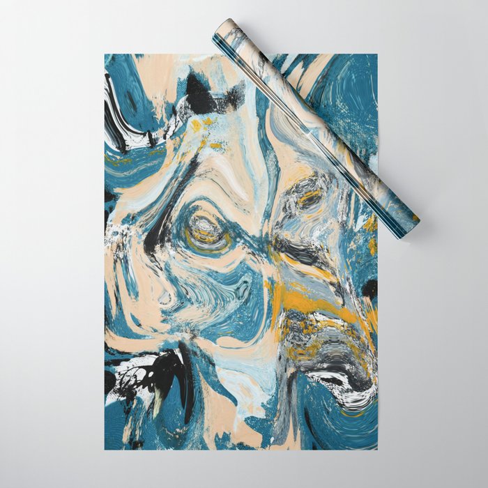 Tide Pool: a blue, yellow, and peach abstract painting by Alyssa Hamilton Art Wrapping Paper Gallery Image 1