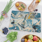 Tide Pool: a blue, yellow, and peach abstract painting by Alyssa Hamilton Art Cutting Board Gallery Image 2