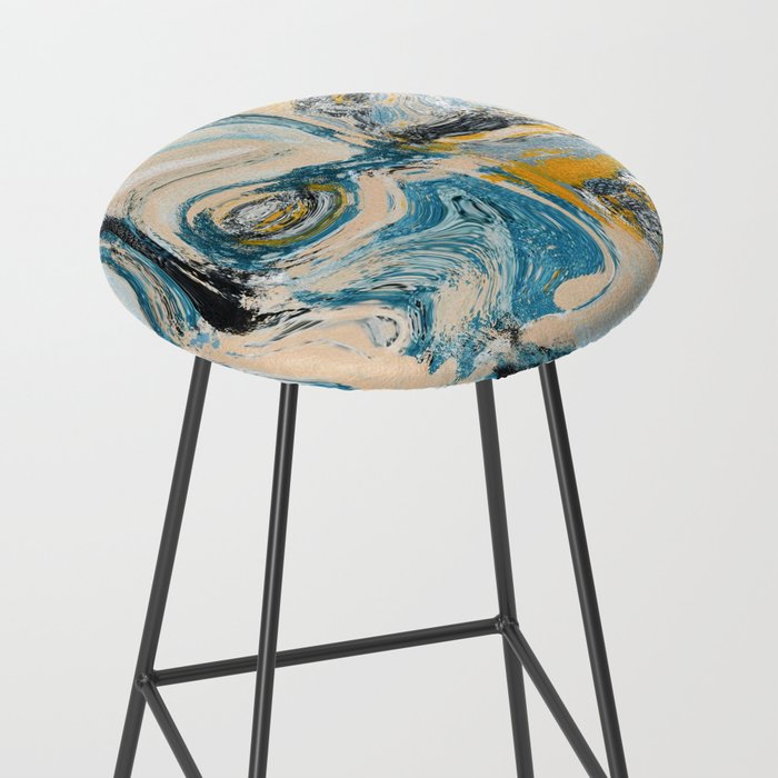 Tide Pool: a blue, yellow, and peach abstract painting by Alyssa Hamilton Art Stool Gallery Image 2