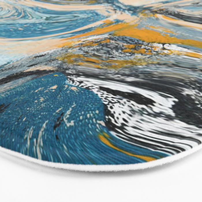 Tide Pool: a blue, yellow, and peach abstract painting by Alyssa Hamilton Art Bath Mat Gallery Image 3