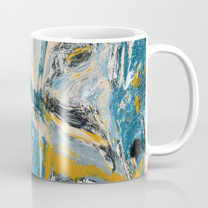 Tide Pool: a blue, yellow, and peach abstract painting by Alyssa Hamilton Art Coffee Mug Gallery Image 1