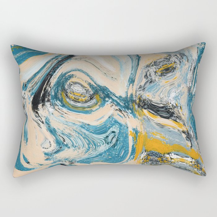 Tide Pool: a blue, yellow, and peach abstract painting by Alyssa Hamilton Art Rectangular Pillow Gallery Image 2