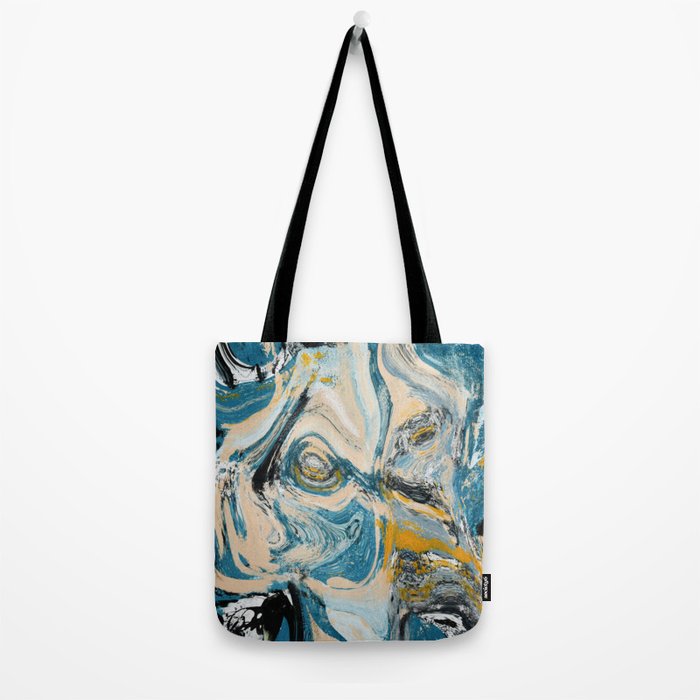Tide Pool: a blue, yellow, and peach abstract painting by Alyssa Hamilton Art Tote Bag Gallery Image 2