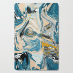 Tide Pool: a blue, yellow, and peach abstract painting by Alyssa Hamilton Art Cutting Board Gallery Image 1