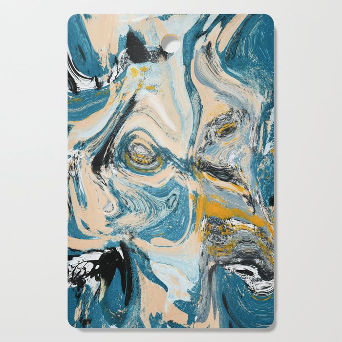 Tide Pool: a blue, yellow, and peach abstract painting by Alyssa Hamilton Art Cutting Board Gallery Image 1