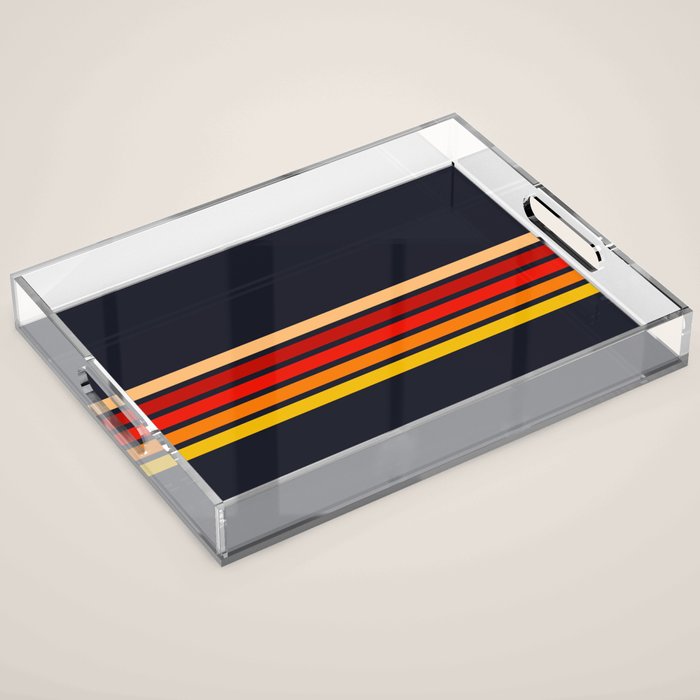 Abstract Minimal Retro Stripes 70s Style - KojÅ«ro Acrylic Tray Gallery Image 1