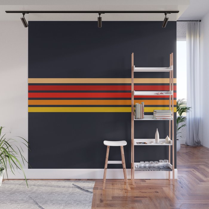 Abstract Minimal Retro Stripes 70s Style - KojÅ«ro Wall Mural Gallery Image 1