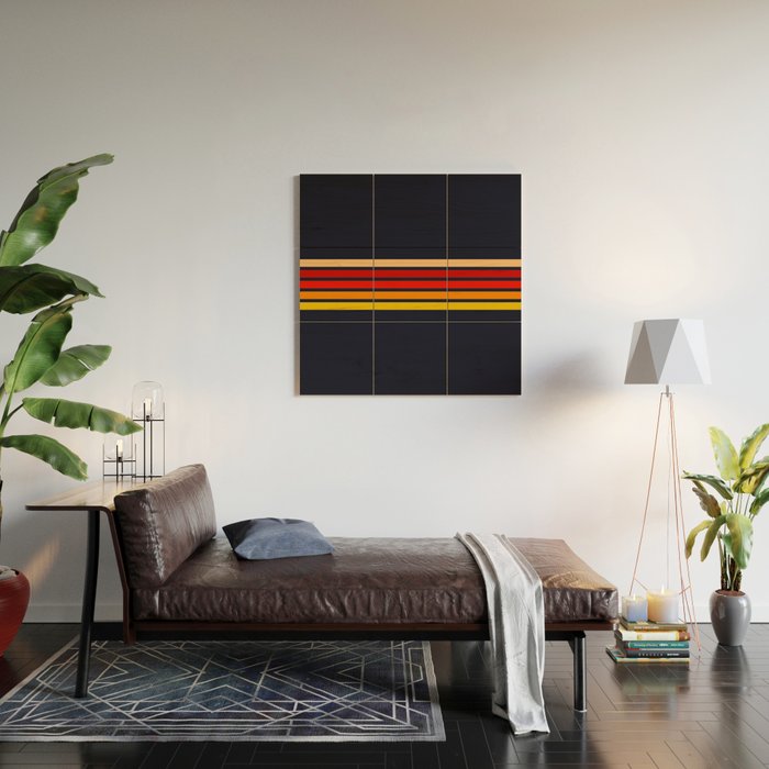 Abstract Minimal Retro Stripes 70s Style - KojÅ«ro Wood Wall Art Gallery Image 2