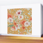 Peach Florals with Painted Speckles on Yellow Wall Mural Gallery Image 2