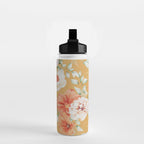 Peach Florals with Painted Speckles on Yellow Water Bottle Gallery Image 2