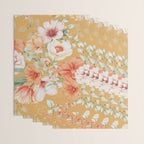 Peach Florals with Painted Speckles on Yellow Wrapping Paper Gallery Image 3