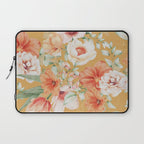 Peach Florals with Painted Speckles on Yellow Laptop Sleeve Gallery Image 1