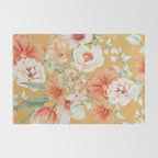 Peach Florals with Painted Speckles on Yellow Rug Gallery Image 2