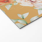 Peach Florals with Painted Speckles on Yellow Welcome Mat Gallery Image 2