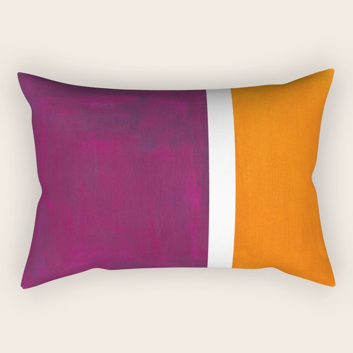 Purple Wine Yellow OchreMid Century Modern Abstract Minimalist Rothko Color Field Squares Rectangular Pillow Gallery Image 1