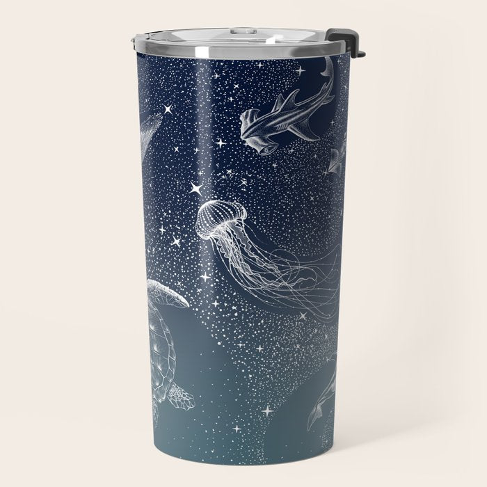Cosmic Ocean  COLOR GRAD -  turquoise Travel Mug Gallery Image 2