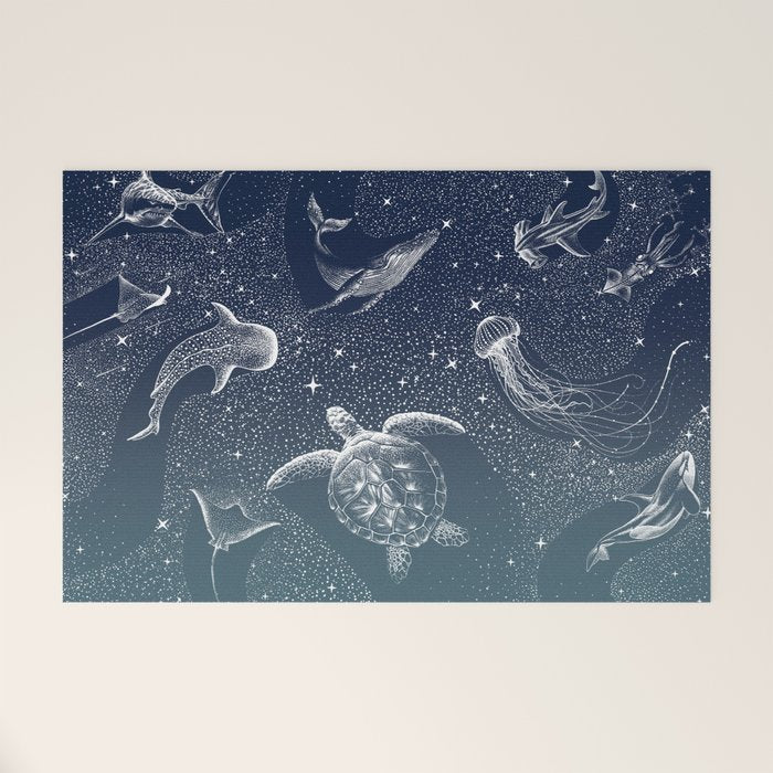 Cosmic Ocean  COLOR GRAD -  turquoise Welcome Mat Gallery Image 1