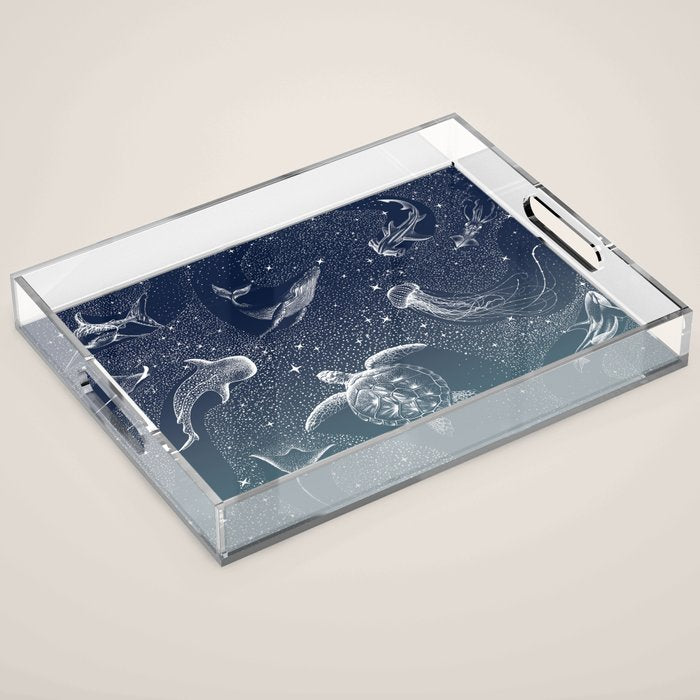 Cosmic Ocean  COLOR GRAD -  turquoise Acrylic Tray Gallery Image 1