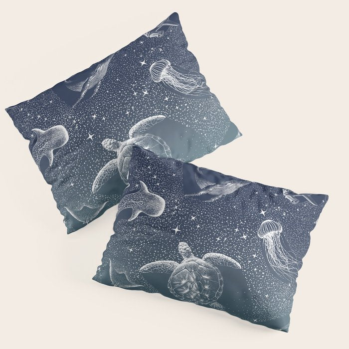 Cosmic Ocean  COLOR GRAD -  turquoise Pillow Sham Gallery Image 3