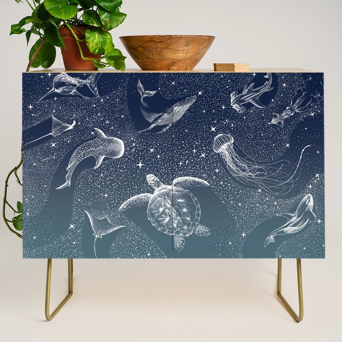Cosmic Ocean  COLOR GRAD -  turquoise Credenza Gallery Image 1