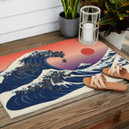 The Great Wave of Black Pug Outdoor Rug Gallery Image 2