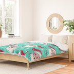'Tis The Season Retro Santa Aqua Multi Pattern Duvet Cover Gallery Image 2
