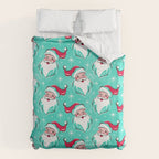 'Tis The Season Retro Santa Aqua Multi Pattern Duvet Cover Gallery Image 6