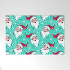 'Tis The Season Retro Santa Aqua Multi Pattern Welcome Mat Gallery Image 1