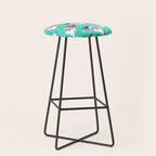 'Tis The Season Retro Santa Aqua Multi Pattern Stool Gallery Image 1