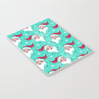 'Tis The Season Retro Santa Aqua Multi Pattern Notebook Gallery Image 3