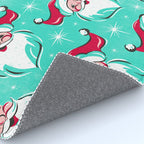'Tis The Season Retro Santa Aqua Multi Pattern Rug Gallery Image 4