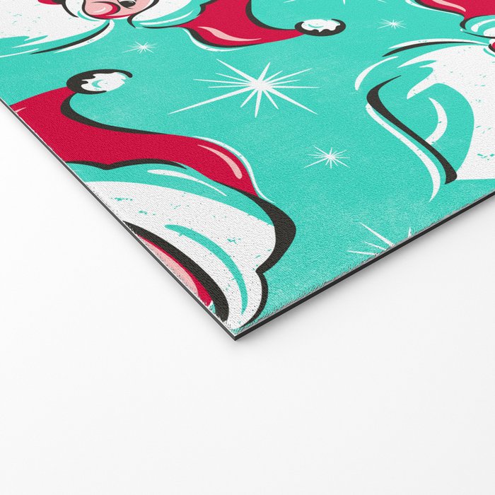 'Tis The Season Retro Santa Aqua Multi Pattern Welcome Mat Gallery Image 2