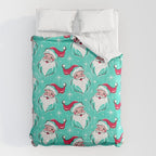 'Tis The Season Retro Santa Aqua Multi Pattern Comforter Gallery Image 6