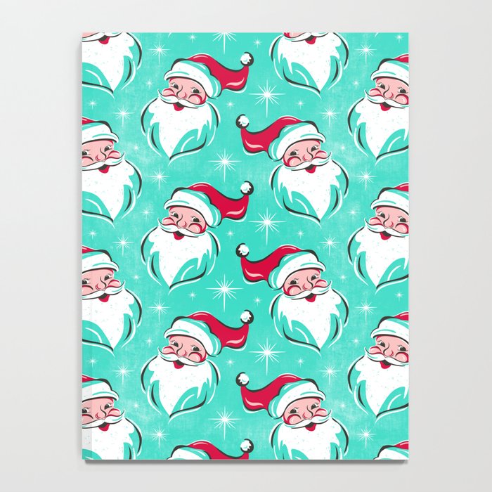 'Tis The Season Retro Santa Aqua Multi Pattern Notebook Gallery Image 4
