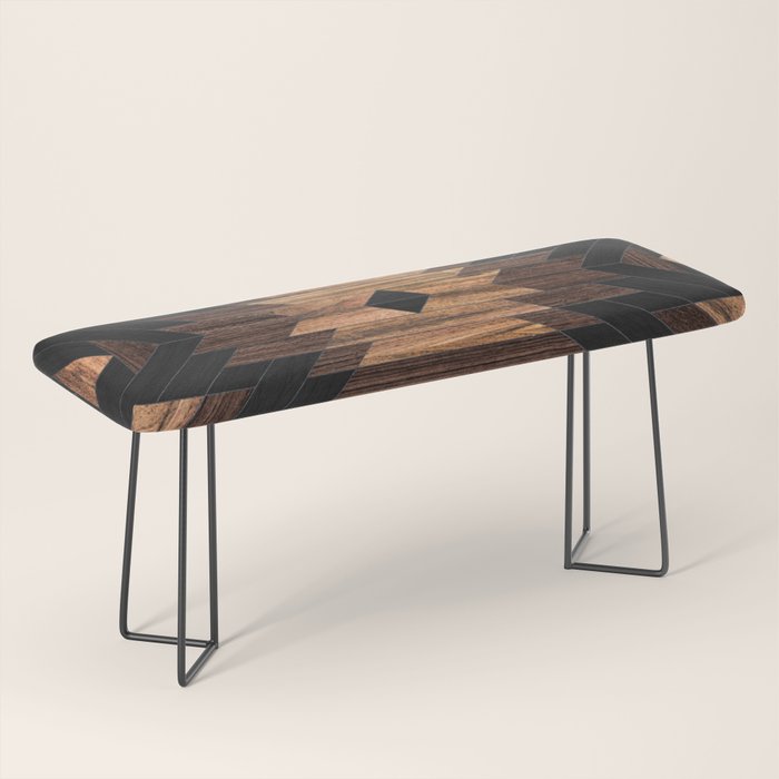 Urban Tribal Pattern No.7 - Aztec - Wood Bench Gallery Image 1