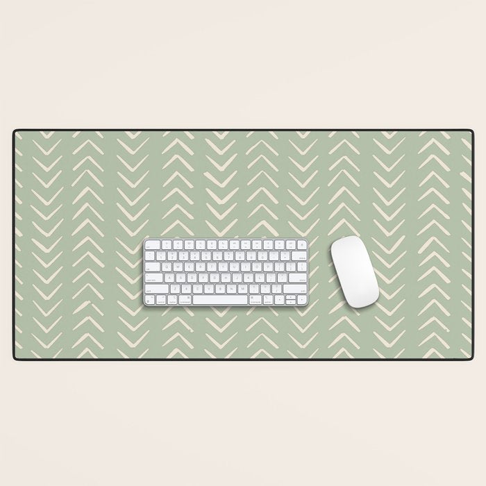 Sage Green Arrow Mudcloth  Desk Mat Gallery Image 1
