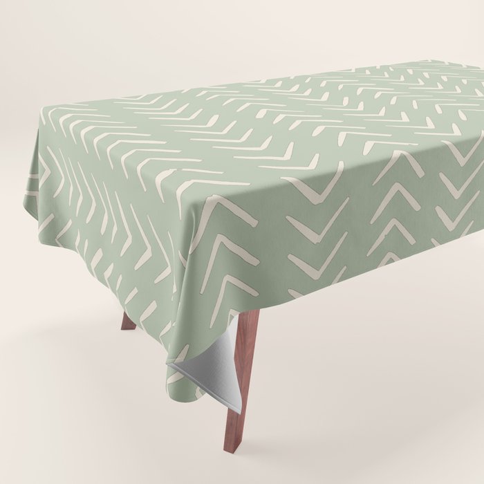 Sage Green Arrow Mudcloth  Tablecloth Gallery Image 1