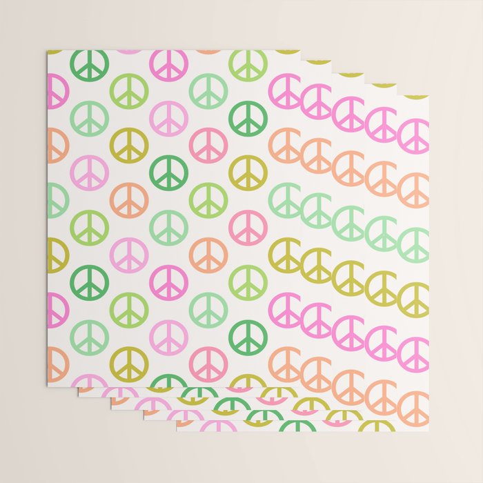 Peace Symbol - Pink & Green Wrapping Paper Gallery Image 3