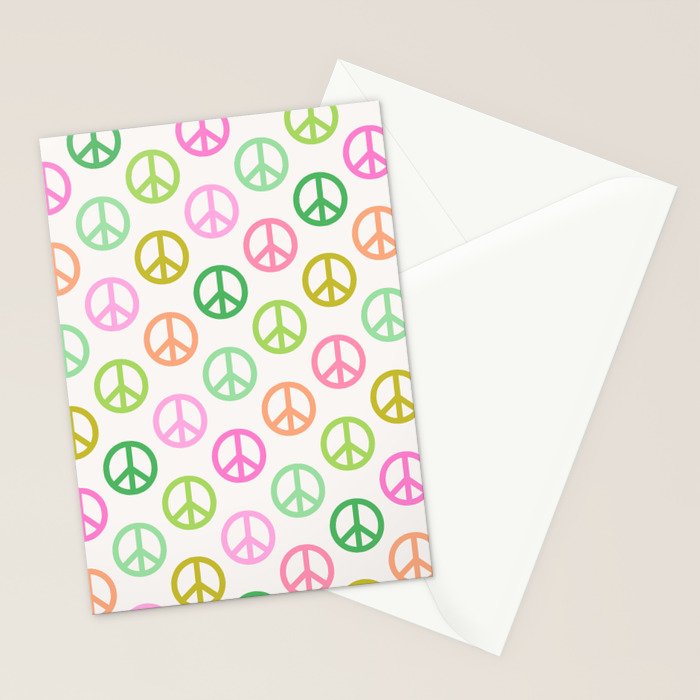 Peace Symbol - Pink & Green Stationery Card Gallery Image 2