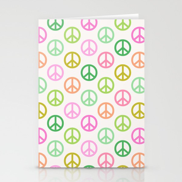 Peace Symbol - Pink & Green Stationery Card Gallery Image 1