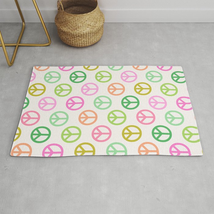 Peace Symbol - Pink & Green Rug Gallery Image 1