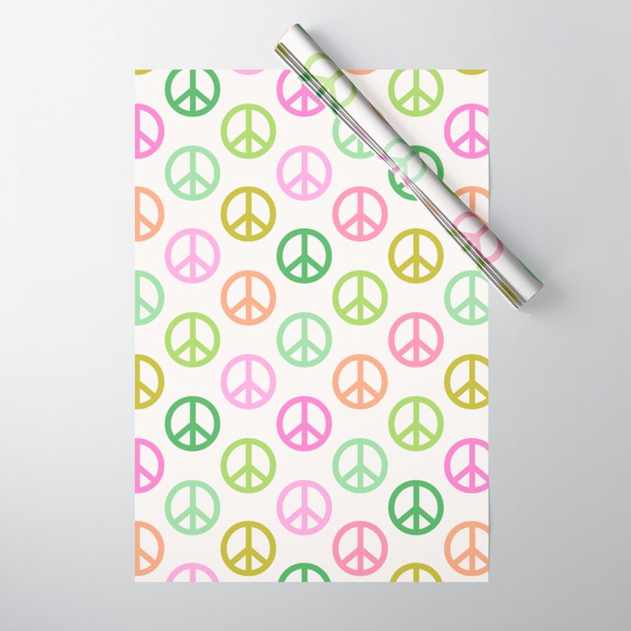 Peace Symbol - Pink & Green Wrapping Paper Gallery Image 1