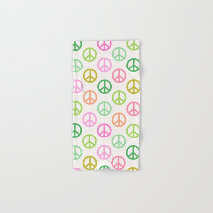 Peace Symbol - Pink & Green Bath Towel Gallery Image 1