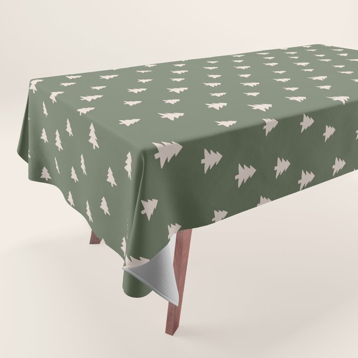 Christmas Tree Pattern Green Tablecloth Gallery Image 1
