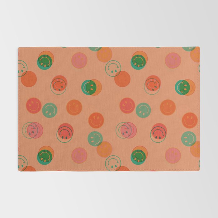 Smiley Face Stamp Print in Orange Rug Gallery Image 2