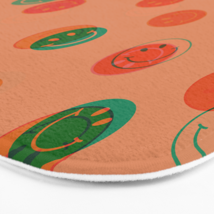 Smiley Face Stamp Print in Orange Bath Mat Gallery Image 3