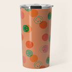 Smiley Face Stamp Print in Orange Travel Mug Gallery Image 1